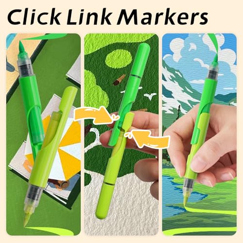 Funto ClickLink Refillable Acrylic Paint Markers, Brush Tip Paint Pens, Quick-Dry Acrylic Markers for Glass, Fabric,Soccer, Football, Wood, Window Art, Crafts & Event Decorations