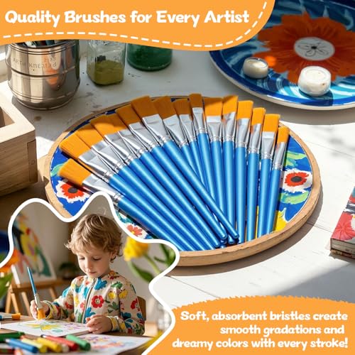 10 Pcs Flat Paint Brushes,1 Inch Craft Paint Brushes, Large Acrylic Paint Brush for Watercolor, Oil Painting, Acrylic,Big Paint Brush for Oil Paint and Body Painting Crafts, Rock Painting - color: 10 Pcs