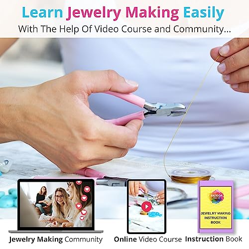 MODDA Deluxe Jewelry Making Kit with Video Course, Includes Instructions, Beads, Necklace, Bracelet, Earrings Making, Crafts for Adults, Beginners, Christmas Gift for Teens, Girls 13-15, Moms, Women - color: Deluxe Jewelry Making Kit