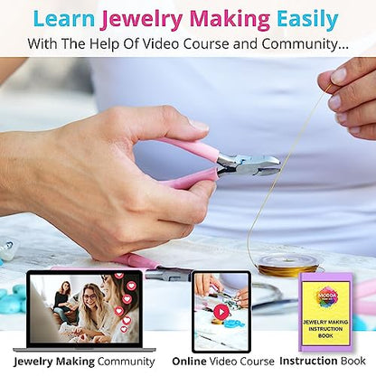 MODDA Deluxe Jewelry Making Kit with Video Course, Includes Instructions, Beads, Necklace, Bracelet, Earrings Making, Crafts for Adults, Beginners, Christmas Gift for Teens, Girls 13-15, Moms, Women - color: Deluxe Jewelry Making Kit