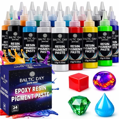 24 Color Pigment Paste for Epoxy Resin Set – Vibrant, Long-Lasting, UV-Resistant – Ultra-Concentrated & High-Gloss Resin Pigment - Opaque Mica Powder Paste for River Tables, Jewelry, Tumblers, Crafts - color: 24 Colors