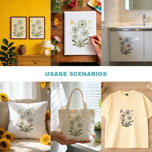 2 Sheets Dandelion Butterfly Silk Screen Stencil, Nature Floral Self-Adhesive Silk Screen Printing Stencils Reusable Mesh Stencil for Painting on Wall, Wood, T-Shirt, Home Craft Decor - style: Dandelion
