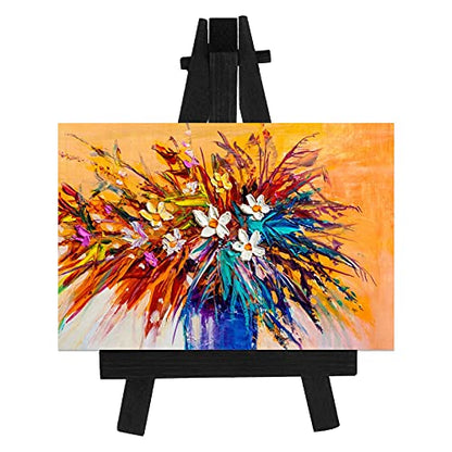 Chuangdi 12 Pieces 5 Inch Black Mini Wood Display Easel, Holder for Small Canvases, Cards, Photos, Notices, Etc - size: 5 Inch