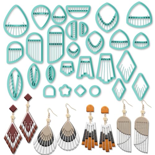 ORIGACH 28 Pcs Tassel Polymer Clay Cutters Set Boho Earring Clay Cutter DIY Craft Supplies for Earring and Jewelry Making - style: Tassel Earring