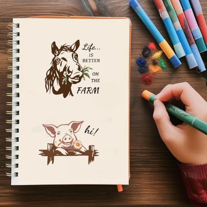 2 Sheets Farm Animals Silkscreen Stencil, Humorous Pig Cow Chicken Sheep Reusable Stencils Templates Self-Adhesive Silk Screen Printing for Wall Border Wood Fabric Home Craft Decor - style: Farm Animals