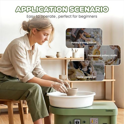 Huanyu Pottery Wheel Machine 25 cm/10" with Foot Pedal, Electric Ceramic Forming Machine with Detachable Basin DIY Art Clay Potter's Wheel for Beginners Adults At Home Pottery
