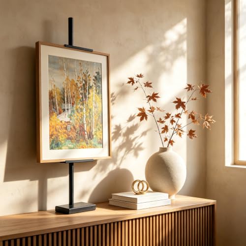 Tabletop Picture Frame Stand, Adjustable Easel Stand for Frames Up to 29" H, Sturdy Metal Table Top Easel & Picture Stands for Display - Perfect Easel Stand for Sign, Artwork, Canvas(1 pcs) - color: BLACK