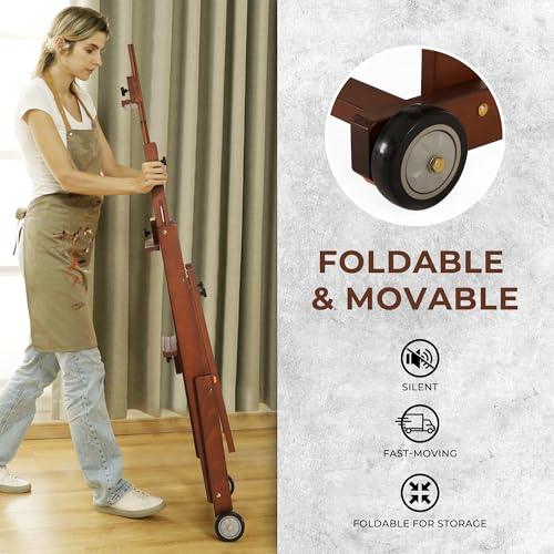 VISWIN Studio H-Frame Easel, Tilting Flat & Adjustable Beech Wood Art Easel for Painting, Movable Large Easel Stand for Adults, Artists, Hold 1 or 2 Canvas up to 78" - Walnut Brown - color: Walnut Brown