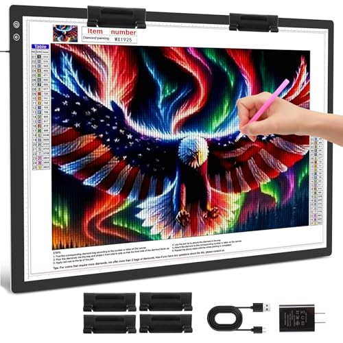 TOHETO Rechargeable A1 Light Pad 35.4”x23.6”, Extra Large LED Light Board for Diamond Painting, 3-Color Modes Light Box, Diamond Art Light Table, Lightbox for Tracing and Drawing, Sketching, Artists - style: A1 Rechargeable