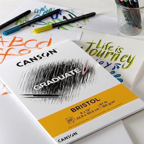 Canson Graduate Bristol Pad, Foldover, 11x14 inch, 20 Sheets | Artist Paper for Adults and Students - Drawing, Sketching, Markers and Art Journaling, White - size: 11x14 inch