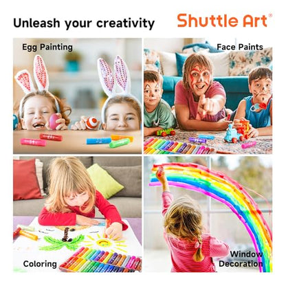 Shuttle Art Tempera Paint Sticks, 60 Pack, 2 Sets of 30 Colors Solid Tempera Paint, Washable, Super Quick Drying, Works Great on Paper Wood Glass Ceramic Canvas for Class School