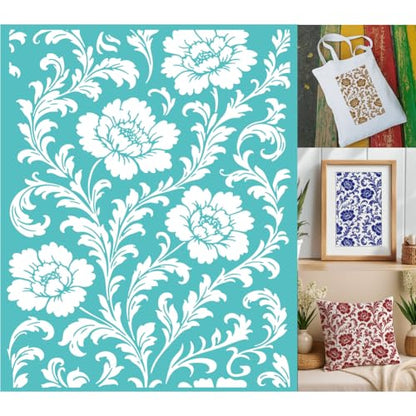 2 Sheets Silkscreen Stencil, Flower Printing Stencils Templates Reusable Self-Adhesive Silk Screen for Painting on Wall, Wood, T-Shirt, Fabric, Home Craft Decor, 8.7x11 Inch - style: Flower