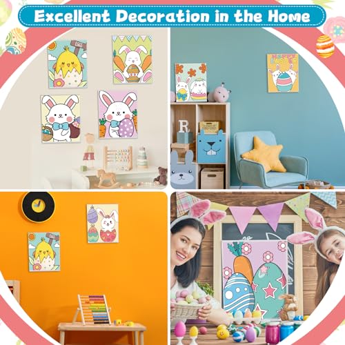 Zhanmai 72 Pcs 12 Sets Sip and Paint Kit Pre Drawn Canvas for Painting 8" x 10" Paint Party Canvas Painting Pre Printed Canvases for Party Favor DIY Virtual Adult's Date Night(Bunny Eggs) - style: Bunny Eggs