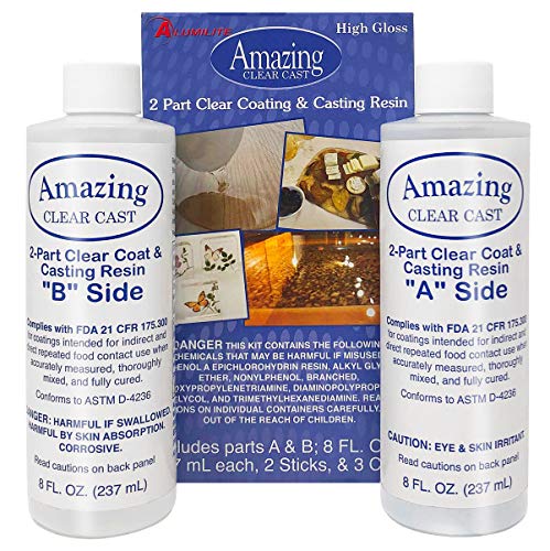 Amazing Clear Cast Epoxy Resin Kit by Alumilite - Deep Pour With 20x Disposable Plastic Mixing Cups and Pixiss Mixing Sticks Bundle