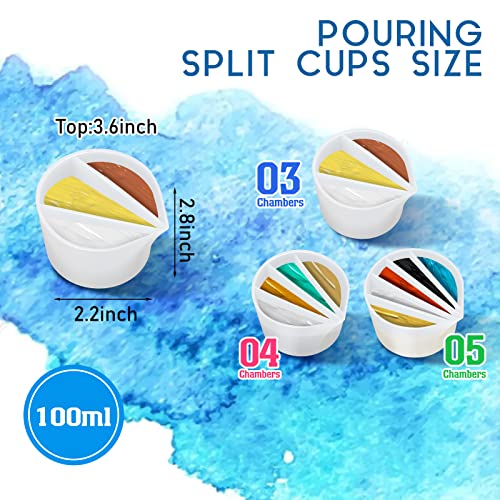 Baderke 7 Pcs Paint Pouring Supplies Multi Channel Split Cups for Paint Pouring Acrylic Flower Open Tool Supplies for Fluid Art DIY Making Resin Acrylic Drawing Accessories, White