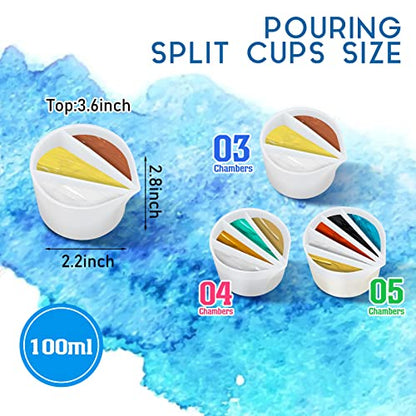 Baderke 7 Pcs Paint Pouring Supplies Multi Channel Split Cups for Paint Pouring Acrylic Flower Open Tool Supplies for Fluid Art DIY Making Resin Acrylic Drawing Accessories, White