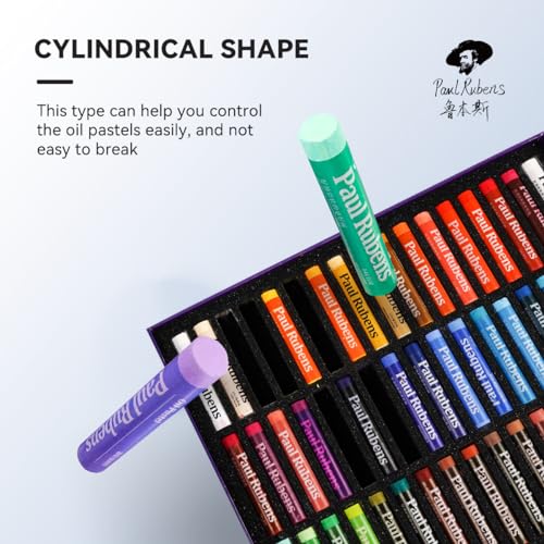 Paul Rubens Oil Pastels Set with 50 Colors Artist Soft Oil Pastels+6 Pcs White Oil Pastels+8.7 x 11.7 Inches Oil Pastel Book（30 Sheets）+5 Palette Knives for Artists, Professionals, Student, Hobbyist - style: Contemporary