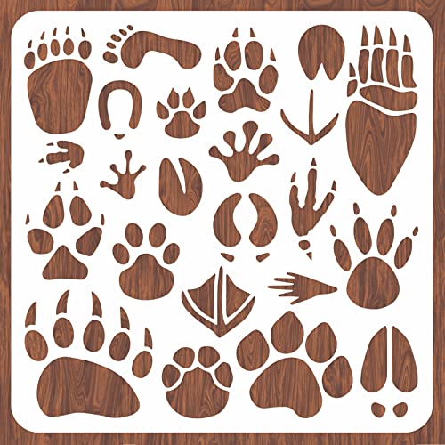INFUNLY Paw Print Stencils for Painting 11.8" Animal Footprint Wall Stencil Reusable Dog Cat Paw Stencils for Painting on Wood,Canvas,Walls,Fabric,Home Decoration Christmas - color: Paw Print Stencils