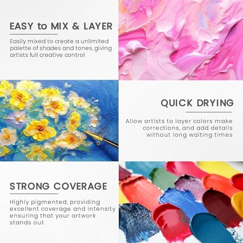 52 Pcs Acrylic Paint Set - 36 Colors (2oz/60ml) with Brushes, Knives & Palette - Rich Pigments Gifts for Adults, Artists & Beginners - Painting on Canvas, Ceramic, Rock, Wood