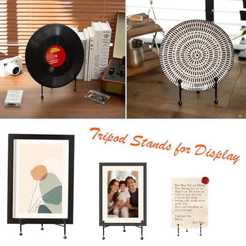 [3 Pack] Metal Tripod Stands for Display, Black Foldable Easel Holders for Plate, Picture Frames, Artwork & Canvas – Decorative Display Stand for Tabletop & Home