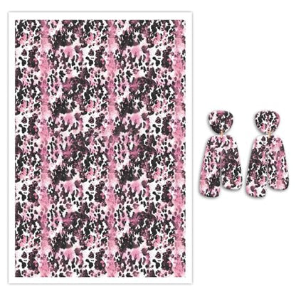 10 Pcs Transfer Paper for Polymer Clay, Pink & Black Leopard Pattern Polymer Clay Transfer Sheets, Water Soluble Transfer Paper Polymer Clay for DIY Art Jewelry Earrings Making Sticker 5.82"X3.93" - color: Leopard Print