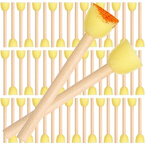 Sabary 100 Pcs Round Sponges Foam Brush Set Paint Sponge Brushes with Wooden Handle Sponge Painting Stippler Set DIY Painting Tools Stippling Kits for Arts and Crafts Acrylic(0.8 Inch) - size: 0.8 Inch