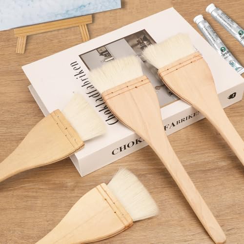 Artist's Choice Hake Paint Brush Set - Pack of 6 Flat Hake Brushes (3 inch), Crafted with Premium Goat Hair Bristles, Ideal for Watercolor, Wash, Ceramic and Pottery Painting - size: 6 Pack (3 inch)