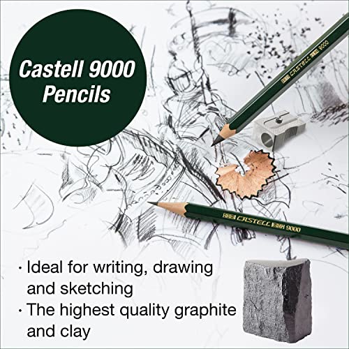 Faber-Castell Sketching and Accessories Set - Castell 9000 Graphite Pencils and Eraser Pencils - Art Pencils for Drawing and Shading
