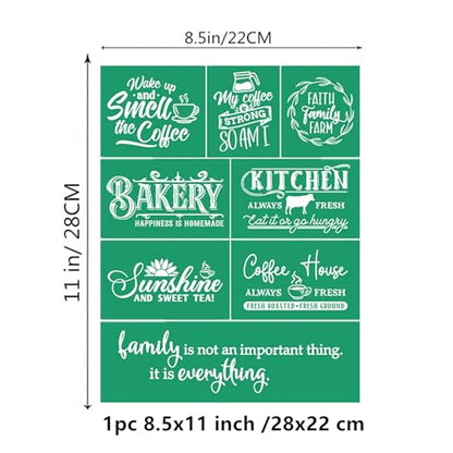 JAJADO 5 Pcs Kitchen/Sweet Home/Coffee Silk Screen Stencils, Silk Screen Transfer Reusable Adhesive Stencils for Crafts, Farm/Family Stencils Painting on Wood/Fabric/Cup/Plate/Glass/Card, 8.5x11 inch - color: 5pcs Family Stencils