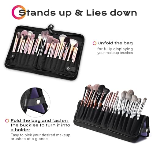 BYOOTIQUE Makeup Brush Holder Bag Foldable Cosmetic Case ForgetMeNot Purple - color: ForgetMeNot Purple