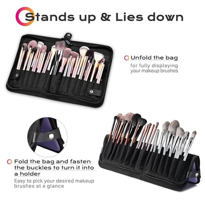 BYOOTIQUE Makeup Brush Holder Bag Foldable Cosmetic Case ForgetMeNot Purple - color: ForgetMeNot Purple