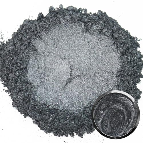 Matio Grey Mica Powder for Epoxy Resin, 1.8oz/ 50g Pearlescent Effect Mica Powder Natural Color Pigment for Soap Making, Bath Bomb, Candle Dye, Resin Craft, Paint, Nails Art, Jewelry, Slime Pigment - color: Grey