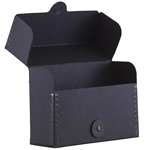 JAM PAPER Kraft Portfolio with Button and String Tie Closure - Small Wide - 4 1/4 x 6 1/4 x 2 - Black Recycled - Sold Individually - color: Black Recycled, size: Small Wide (4 1/4" x 6 1/4" x 2")