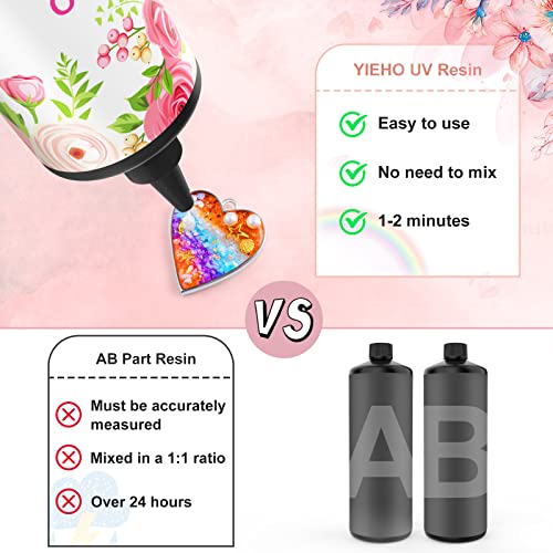 YIEHO 1000g UV Resin -Upgraded Crystal Clear Hard UV Fast Curing Epoxy Resin Supplies with Mat for Craft Jewelry Making 1KG - size: 1000g