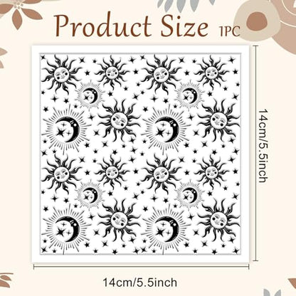 CHGCRAFT Sun Moon Stars Polymer Clay Texture Sheets Silicone Texture Stamp Clay Texture Mat Modeling Pattern Pad Texture Sheets for Jewelry and Clay Earrings Tools, 5.5x5.5 inch - style: Sun Moon