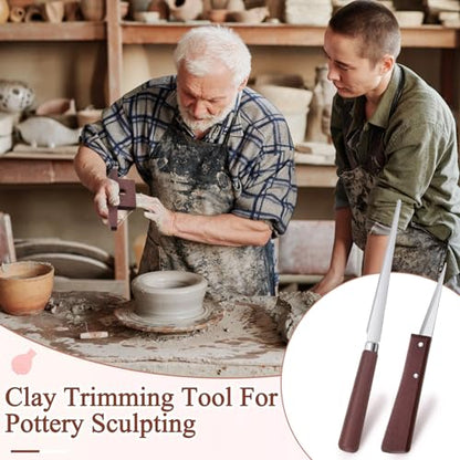 Amylove 3 Pieces Pottery Tools Cutting Clay Trimming Tool Includes Wood and Wire Bevel Cutter Fettling Knife for Pottery and Ceramics and Sculpting (Reddish Brown) - color: Reddish Brown