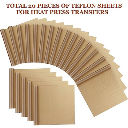 Selizo 20 Pack Teflon Sheet for Heat Press, Heat Transfer Press Cover Paper Heat Resistant Transfer Protector Mats for Cricut Iron HTV Vinyl, Sublimation, Baking and Craft - color: 20 Pack