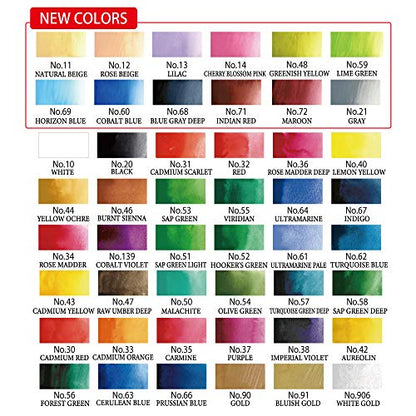 Kuretake GANSAI TAMBI Watercolor paint set 48 Colors, Professional-quality art supplies for artist, drawing, sketch, Non-Toxic, Made in Japan - style: 48 colors