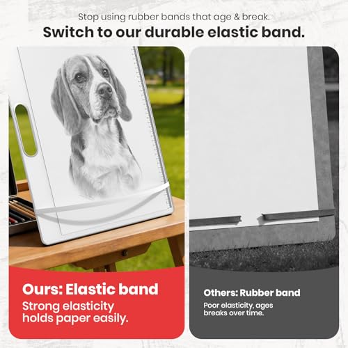 13x17 Inch Drawing Board with Handle – Aluminum Portable Sketch Board, 2-in-1 Clip, Elastic Band, Non-Slip Matte Surface, Lanyard Hole – Art Supplies for Adults & Students(White-1 Pack) - color: WHITE-1 Pack