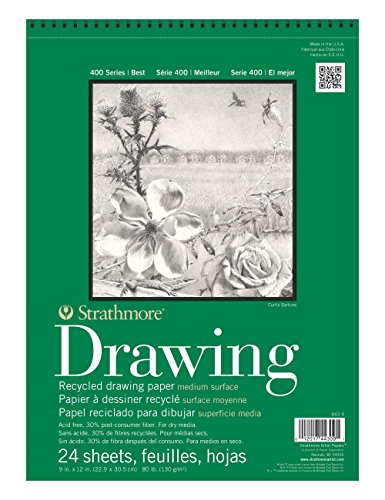 Strathmore Recycled Drawing Paper Pad Wire Bound 9"X12"-80lb, 24 Sheets -62443900 - color: Recycled, size: 9x12