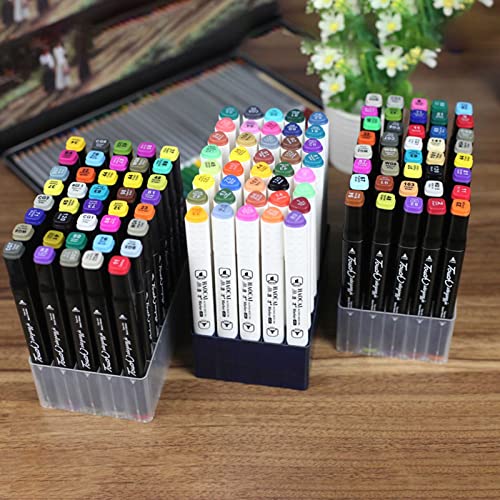 Colorful Marker Pen Organizer Box with 108 Slots, Stackable, Multi-Slot, Non-Slip, Black
