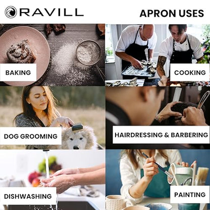 Ravill Waterproof Apron For Men and Women - 2 Pockets - 35" Long Multi Purpose Work Aprons for Dishwashing, Dog Grooming - color: Green