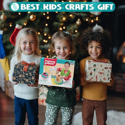 Aujazyble Pottery Wheel for Kids - Complete Art Supplies Arts & Crafts Kit, Crafts for Girls 8-12, Girls Boy Toys Birthday Halloween Christmas Gift for Kids Ages 6 7 8 9 10 11 12+, (Snail) - color: Blue