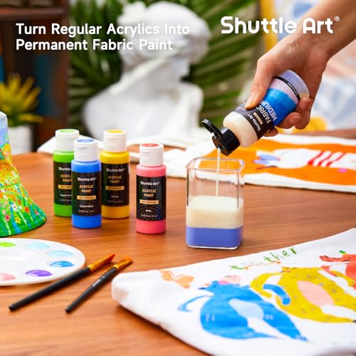 Shuttle Art Fabric Medium, 4 oz /118ml Professional Textile Medium for Fabric Painting, Improve Acrylic & Fabric Paint Adhesion, Softness, Vibrancy, Prevent Fading, Ideal for T-Shirts,Shoes,Jeans,Bags - size: 4 Fl Oz (Pack of 1)