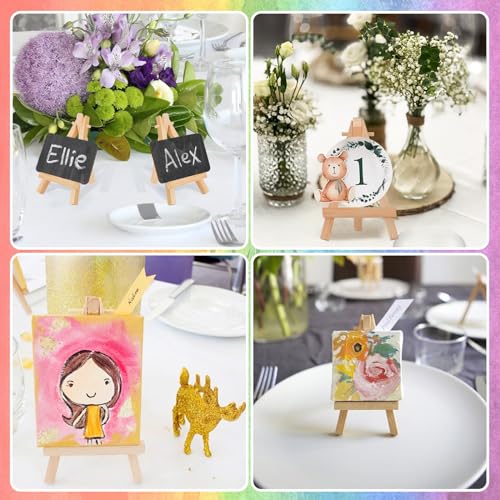12 Pack 5" Mini Wood Display Easel, Natural Wooden Tripod Holder Stand for Displaying Small Canvases, Business Cards, Photos