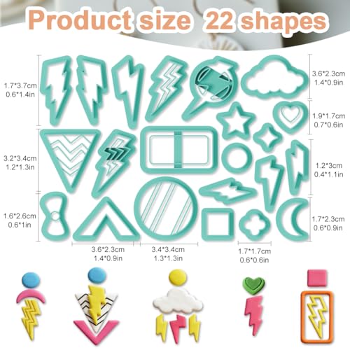 22Pcs Lightning Polymer Clay Cutters Geometric Polymer Cutter for Clay Earrings Making Festival Jewelry DIY - color: Lightning
