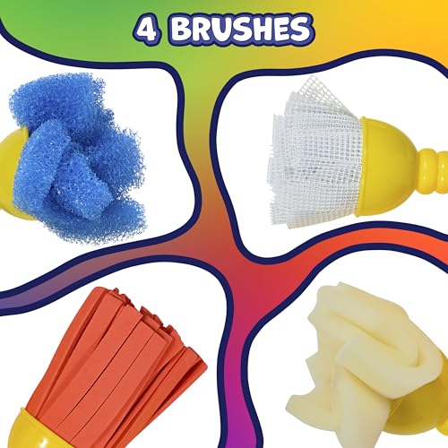 READY 2 LEARN Textured Art Tools - 4 Yellow Paint Sponges for Kids - Thick Kids Paint Brushes - Easy-Grip Paint Brushes - Art Supplies for Toddlers 1-3 - color: Imagine Colors