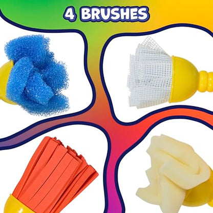 READY 2 LEARN Textured Art Tools - 4 Yellow Paint Sponges for Kids - Thick Kids Paint Brushes - Easy-Grip Paint Brushes - Art Supplies for Toddlers 1-3 - color: Imagine Colors