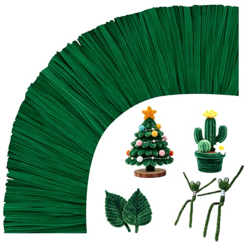 VZF Green Pipe Cleaners,200pcs Chenille Stems,Craft Pipe Cleaners,Green Chenille Stems,Set of Bulk Craft Supplies for DIY Flowers,Arts,Crafts,Decorations,Toys for Ages 5-7 - color: Christmas Green