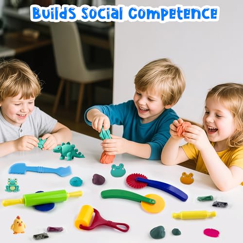 Clay and Dough Tools 6 Pieces Basic Dough Tool Set for Kids, Variety of Rolling Pins, Rollers, Cutters - color: TTY